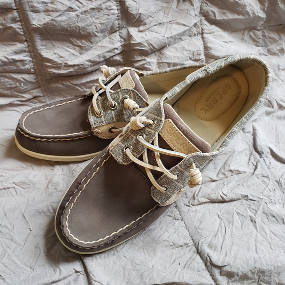 Sperry Womens Songfish Stripe Graphite Brown Boat Shoes 8M NWT - Picture 6 of 15